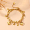 Elegant Heart Shape Titanium Steel 18K Gold Plated Beaded Chain cable chain Bracelets In Bulk