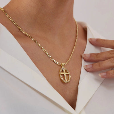 Jewelry French Style Simple Style Cross Copper 14K Gold Plated Pendant Necklace