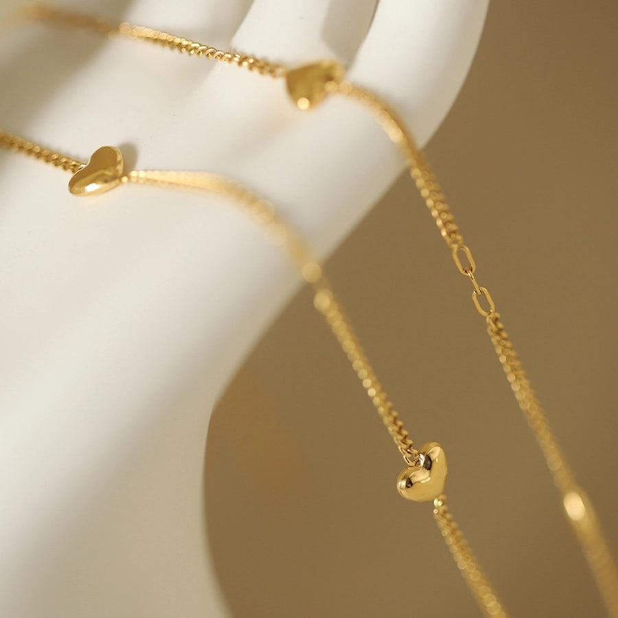 Jewelry IG Style Heart Shape 304 Stainless Steel 18K Gold Plated Necklace