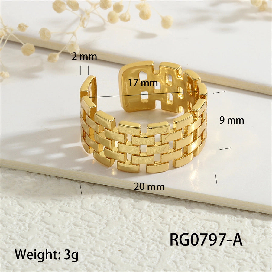 Copper Geometric Solid Color Open Rings