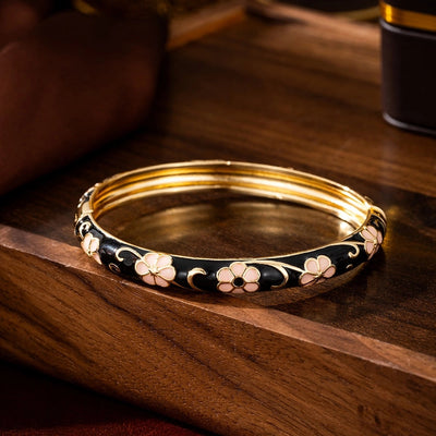 Jewelry Retro Flower Copper Bangle