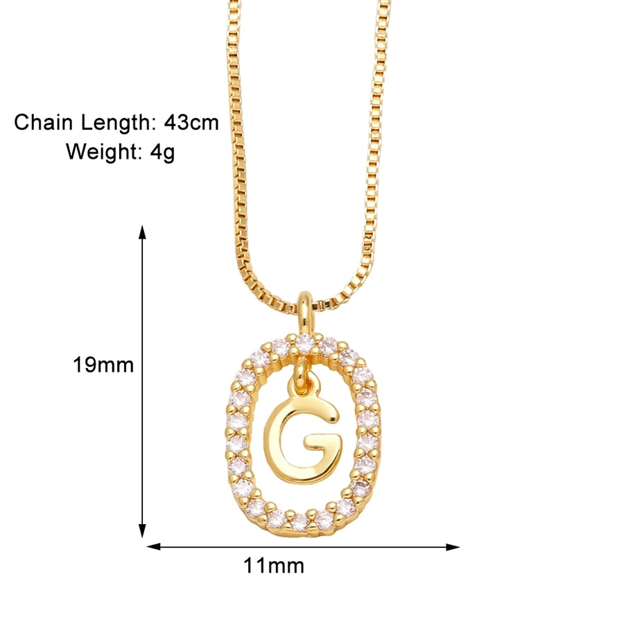 Jewelry Modern Style Simple Style letter 201 Stainless Steel Copper Zircon 18K Gold Plated Inlay Pendant Necklace