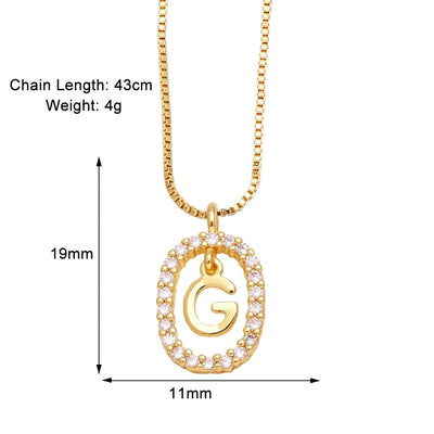 Jewelry Modern Style Simple Style letter 201 Stainless Steel Copper Zircon 18K Gold Plated Inlay Pendant Necklace