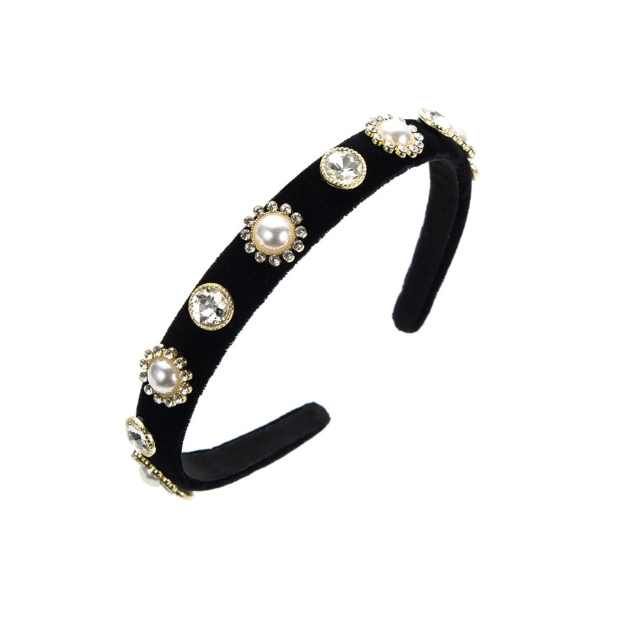 elegant square star flower alloy cloth inlay rhinestones pearl hair band