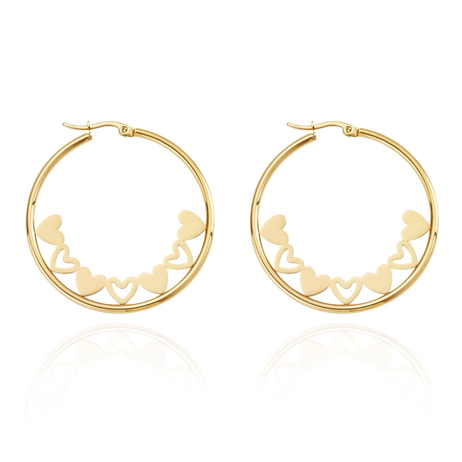 1 Pair Fairy Style Elegant Lady Round Inlay 201 Stainless Steel Rhinestones Hoop Earrings