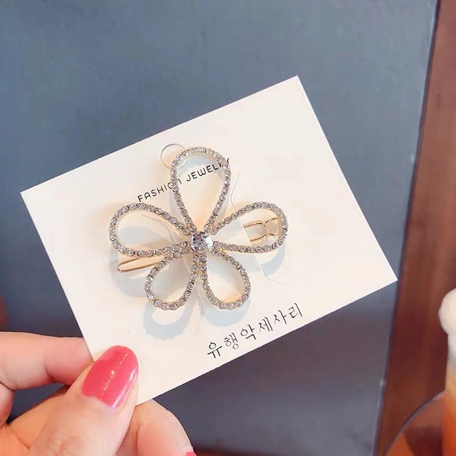 fashion heart shape butterfly snowflake imitation pearl alloy inlay rhinestones hair clip 1 piece