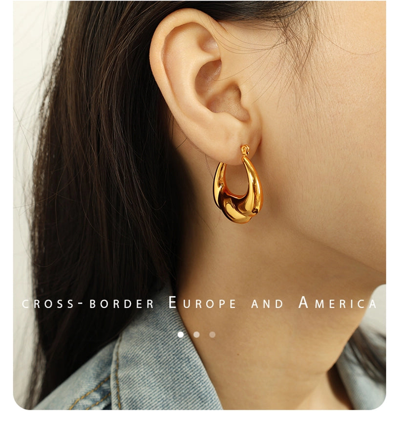 1 Pair Elegant French Style Commute U Shape Semicircle Polishing Plating 304 Stainless Steel 18K Gold Plated Earrings