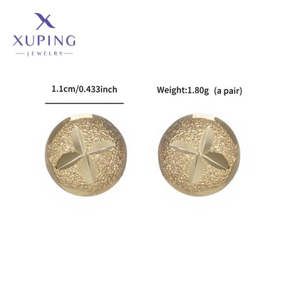 1 Pair XUPING Simple Style Round Copper 18K Gold Plated Ear Studs