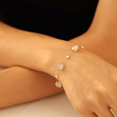 New Natural Stone Clavicle Necklace Light Luxury Bracelet  Hot Selling Stainless Steel Jewelry Set