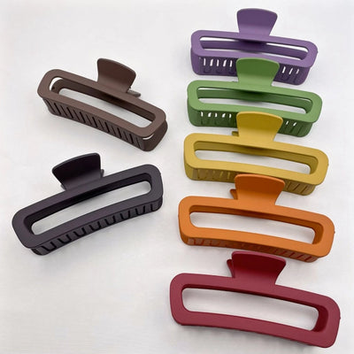 Simple square frosted rubber paint clip large small size back head high horsetail shark clip hair accessories hair clip