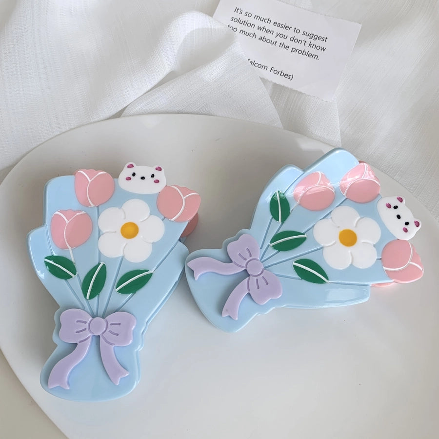 Women's Casual Elegant Streetwear Floral Acetic acid sheets Hair Claws