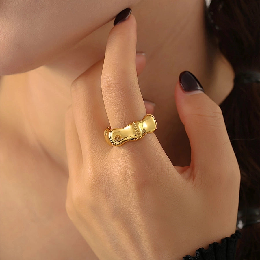 Jewelry Elegant Preppy Style Sweet Geometric 304 Stainless Steel 18K Gold Plated Rings