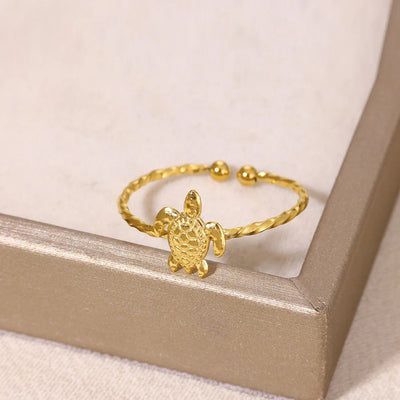 Jewelry Elegant Cute Streetwear Tortoise 304 Stainless Steel 18K Gold Plated Open Rings