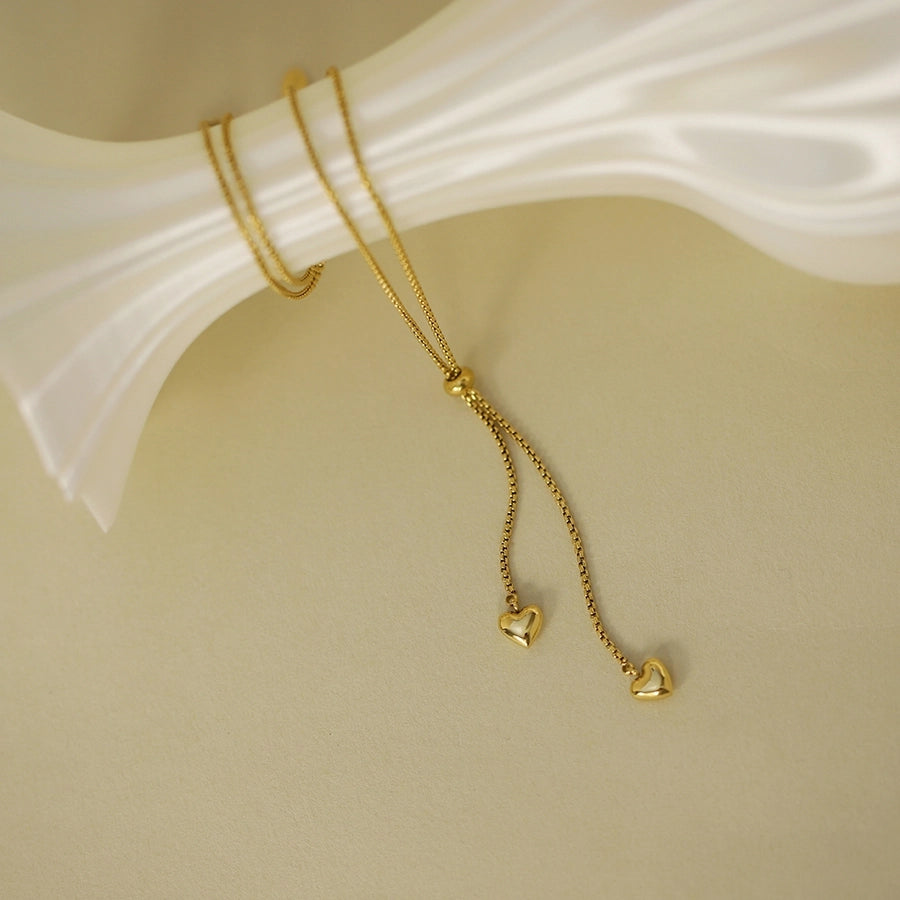 Jewelry Simple Style Heart Shape 304 Stainless Steel Gold Plated Plating Pendant Necklace