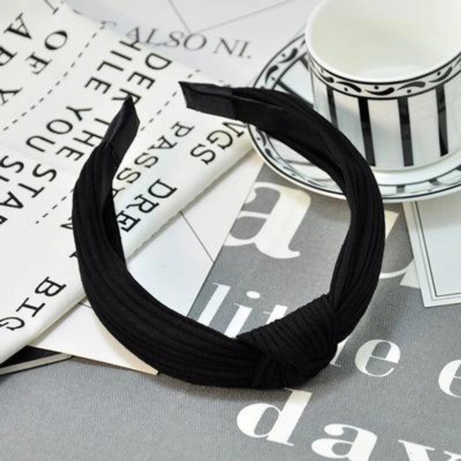 wide-brimmed fabric knit cross knotted headband nhof150088