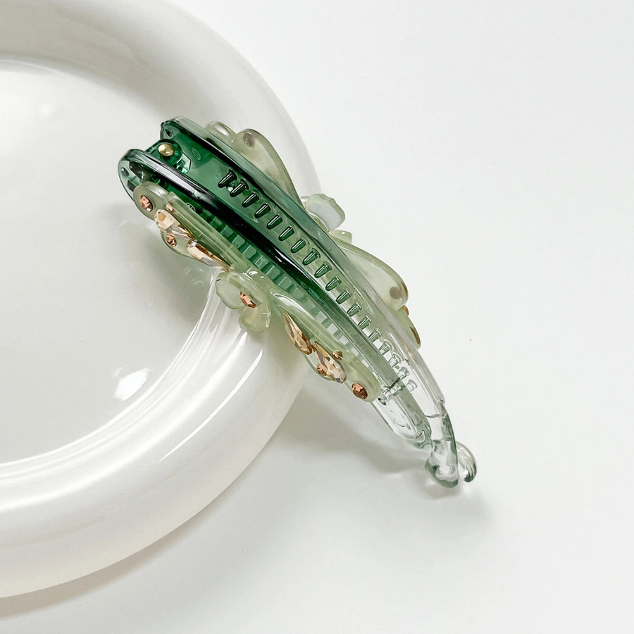 Elegant three-petal flower banana clip large vertical clip Diamond-embedded ponytail clip flower vertical card high-end hairpin hairpin manufacturer