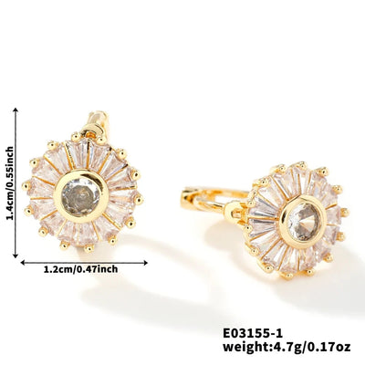 1 Pair Elegant Basic Geometric Inlay Copper Zircon K Gold Plated Rhodium Plated Ear clip