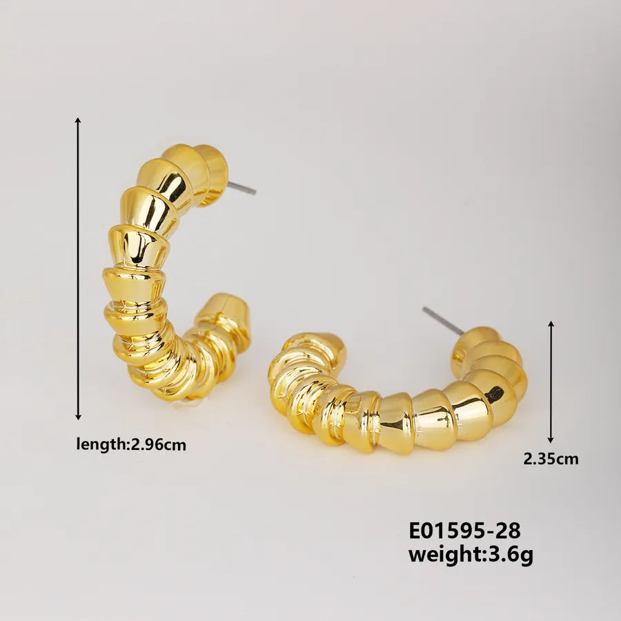 1 Pair Basic Classic Style Geometric Star Heart Shape Irregular CCB K Gold Plated Stud Earrings