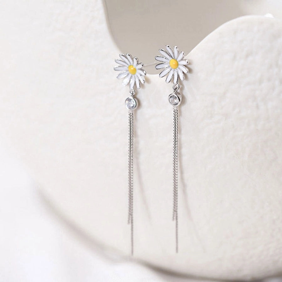 1 Pair Sweet Simple Style Daisy Plating Copper Drop Earrings