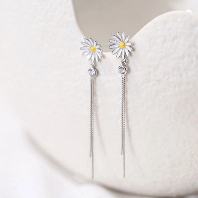 1 Pair Sweet Simple Style Daisy Plating Copper Drop Earrings