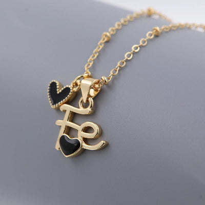 Copper 18K Gold Plated Epoxy Letter Heart Shape Pendant Necklace