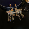 1 pair retro geometric heart shape bow knot alloy rhinestones drop earrings
