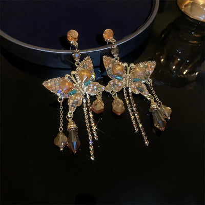 1 pair retro geometric heart shape bow knot alloy rhinestones drop earrings