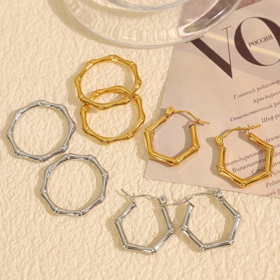 Jewelry IG Style Elegant Simple Style Geometric 304 Stainless Steel 18K Gold Plated Polishing Rings Earrings