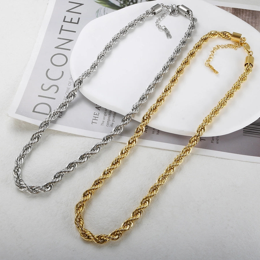 Jewelry Streetwear Twist 304 Stainless Steel Plating Bracelets Necklace