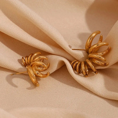 1 Pair Exaggerated Cool Style C Shape 304 Stainless Steel 18K Gold Plated Ear Studs