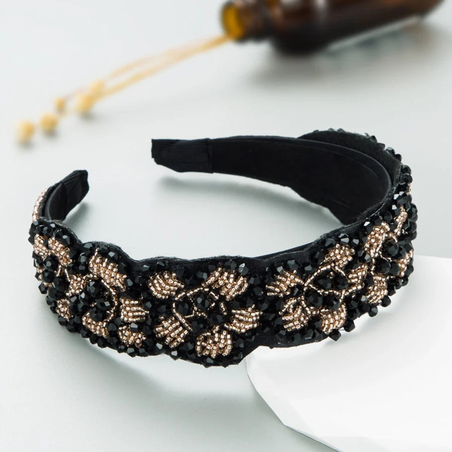 fashion plaid cloth inlay rhinestone hair band
