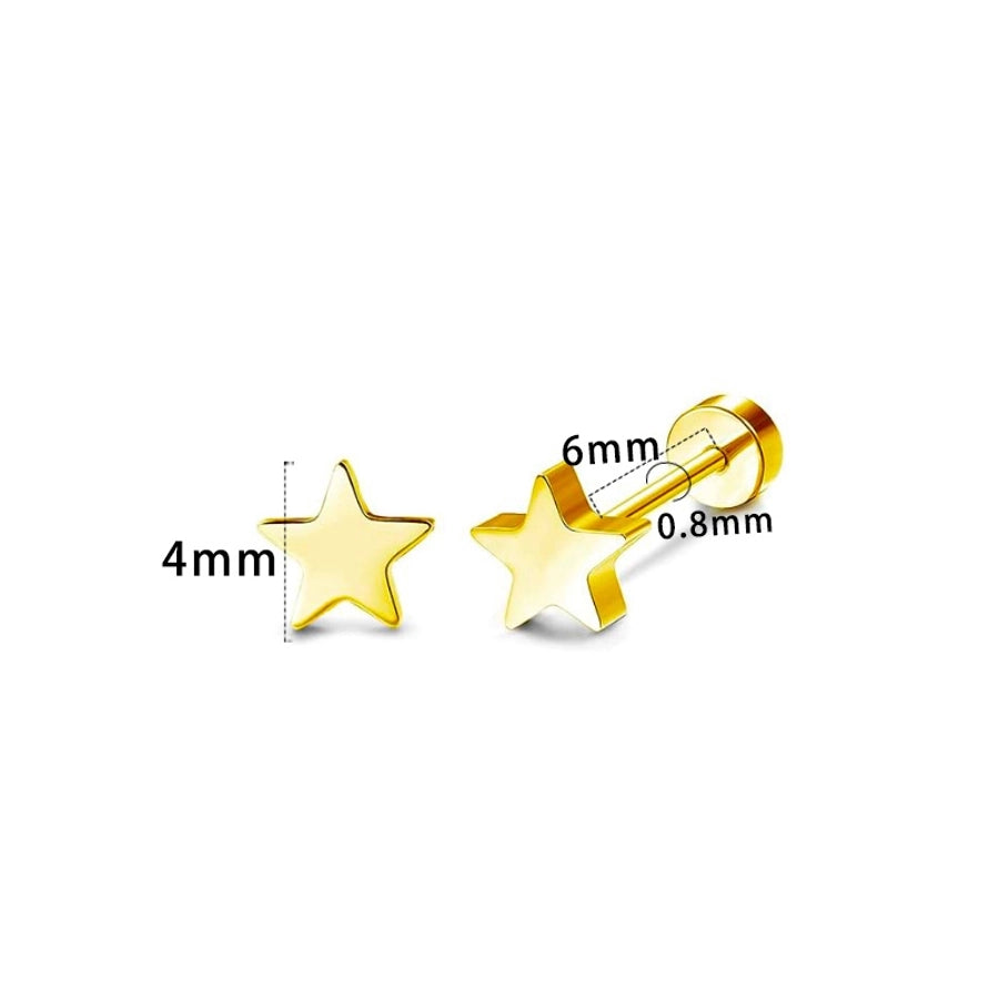 1 Piece Casual Formal Simple Style Star 316 Stainless Steel  Zircon 14K Gold Plated Ear Studs