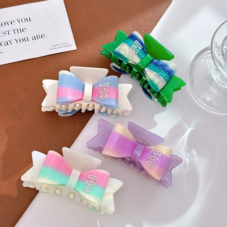 Women's Elegant Sweet Bow Knot Acetic acid sheets Inlay Rhinestones Hair Claws