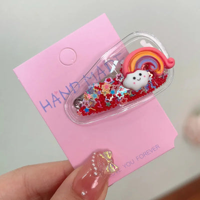 kid's cute cartoon fruit alloy rubber sequins hair clip
