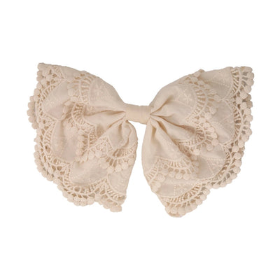Korean Style White Lace Embroidered Bow Half-Tie Hairpin Women's Head  New Style High-end Elegant Headwear