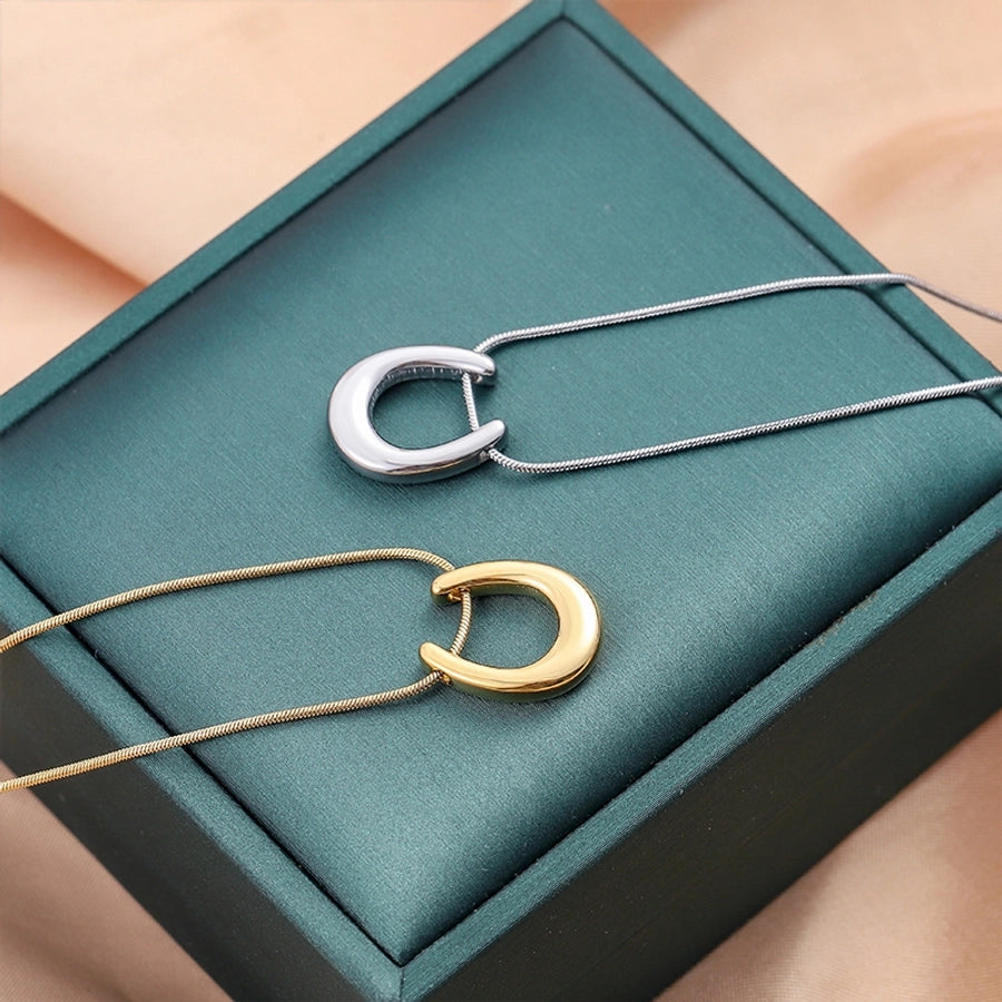 Jewelry Cute Queen Bridal Geometric 316L Stainless Steel  18K Gold Plated Pendant Necklace