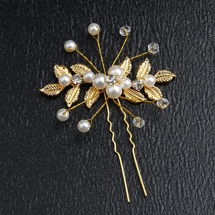 retro flower alloy handmade artificial rhinestones artificial pearls hairpin