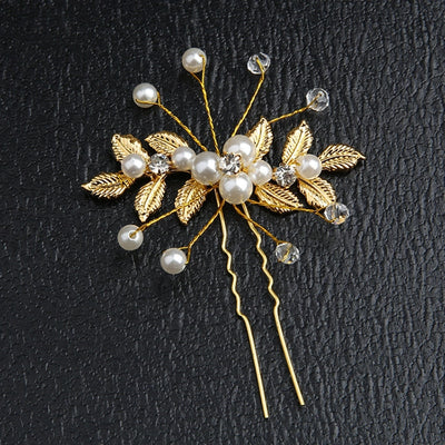 retro flower alloy handmade artificial rhinestones artificial pearls hairpin