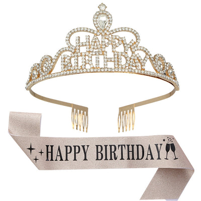 fashion letter metal inlay crown 2 piece set
