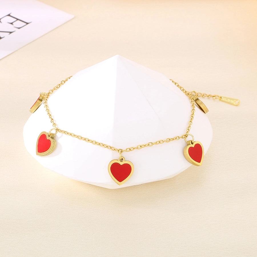 Simple Style Heart Shape 304 Stainless Steel 18K Gold Plated Bracelets In Bulk