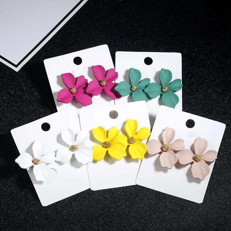 Flower Plating Alloy No Inlaid Stud Earrings