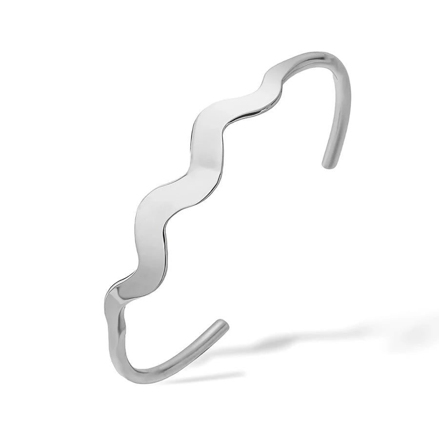 Retro Simple Style Commute Geometric 304 Stainless Steel Cuff Bracelets In Bulk