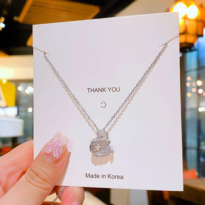 304 Stainless Steel Copper 18K Gold Plated K Gold Plated Inlay Swan Zircon Pendant Necklace