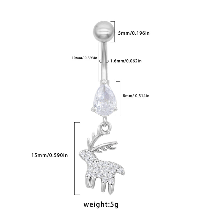 1 Piece Belly Rings Sexy Classic Style Snowflake 316 Stainless Steel  Alloy Plating Rhinestones Glass 18K Gold Plated White Gold Plated