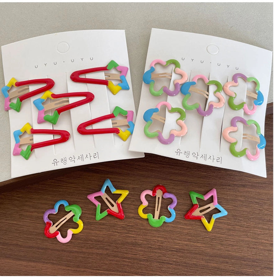 Girl'S Casual Cute Sweet Star Flower Metal Star Flowers Hair Clip