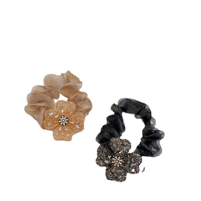 fashion bow knot cloth handmade rhinestones hair tie 1 piece