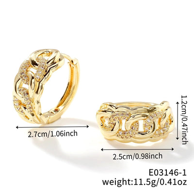 1 Pair Glam Luxurious Korean Style Geometric Inlay Copper Zircon K Gold Plated Ear clip