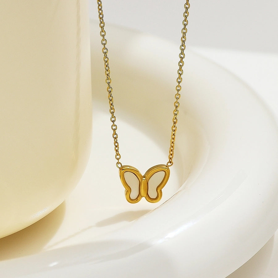 Jewelry Cute Romantic Simple Style Butterfly 304 Stainless Steel Pendant Necklace