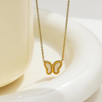 Jewelry Cute Romantic Simple Style Butterfly 304 Stainless Steel Pendant Necklace