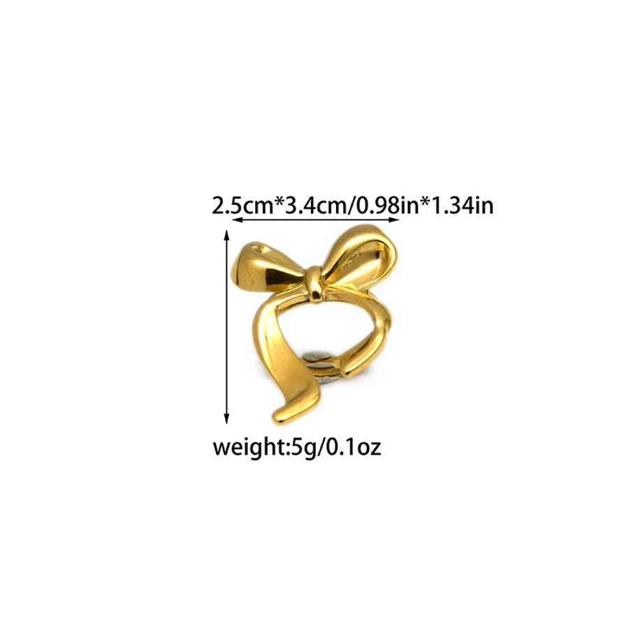 Jewelry Elegant Flower Bow Knot 304 Stainless Steel 14K Gold Plated Open Rings